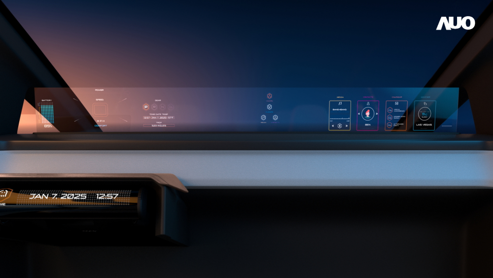 YY易游m6米乐无界透明显示接口(Horizon Image Glass)透过车运算方案整合仪表板、中控台及副驾显示器，一体式全景呈现，提供乘用者清晰的前方视野、行车必要信息与娱乐功能